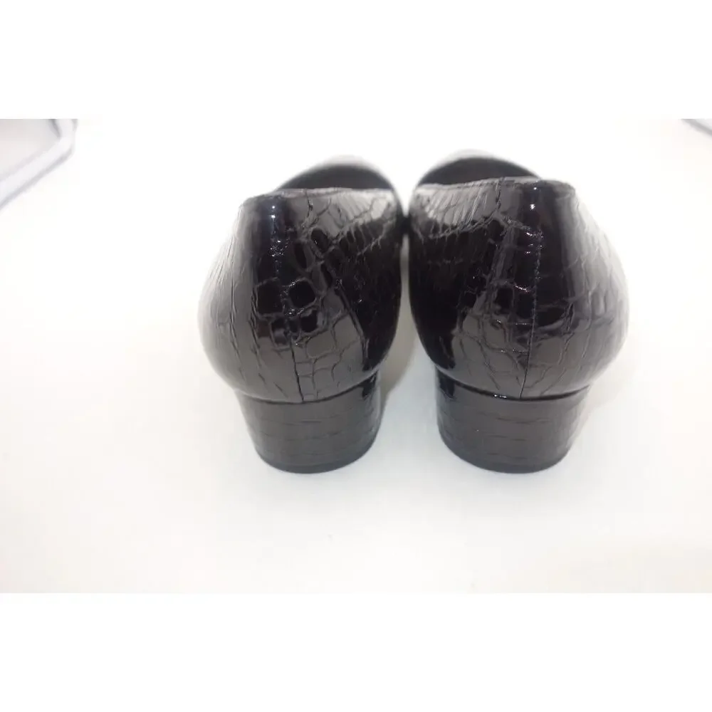 NEW Walking Cradles Heidi Pumps Shoes Black Small Patent Gator Women's 10.5